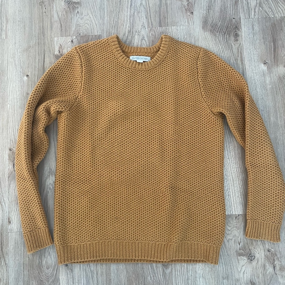 Outerknown Men's Crewneck Sweater in Mustard Brown